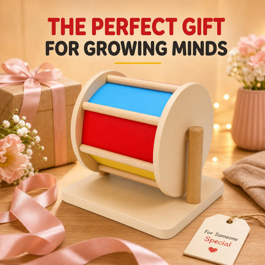Montessori Spinning Drum Rainbow Wheel Baby 3-18 Months | Tantrums Wooden Toys - photo 8
