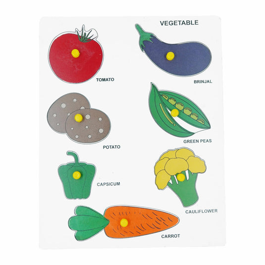 Preschool Vegetable Puzzle Set with Knobs for Vegetable Learning - Education Puzzle Learning Aid for Kids (Multicolor Pieces) | Tantrums Wooden Toys