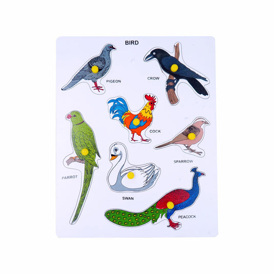 Preschool Birds Puzzle for Learning Various Birds with Pictures and knobs | Tantrums Wooden Toys