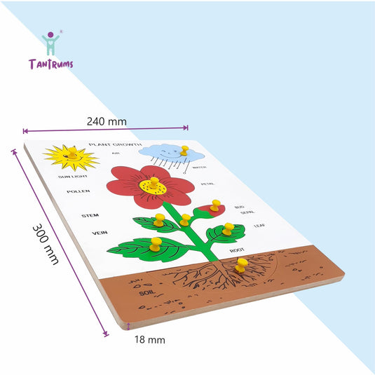 Educational Wooden Flower Puzzle, Plant Growth Learning Board, Self-Correcting Match Game for Preschool Kids | Tantrums Wooden Toys - photo 4