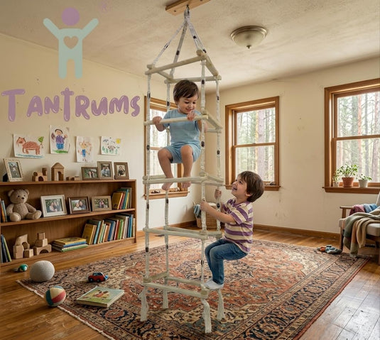 Tantrums Wooden Square Climbing Rope Ladder | Wooden Physical Activity Gym | Indoor Outdoor Climber | Balance & Strength Builder