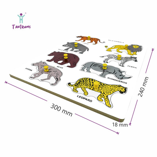 Preschool Wooden Wild Animal Puzzle for Learning Various Wild Animals from Images | Tantrums Wooden Toys - photo 2