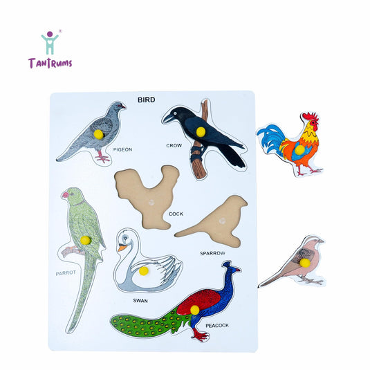 Preschool Birds Puzzle for Learning Various Birds with Pictures and knobs | Tantrums Wooden Toys - photo 3