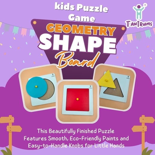 Multicolor Educational Geometry Shapes Board with Square Circle Triangle Puzzle for Leaning | Tantrums Wooden Toys - photo 4
