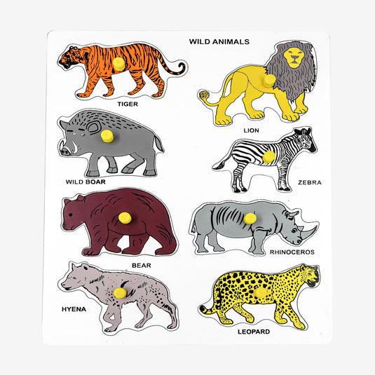 Preschool Wooden Wild Animal Puzzle for Learning Various Wild Animals from Images | Tantrums Wooden Toys