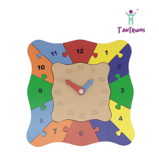 Wooden Time Learning Square Clock