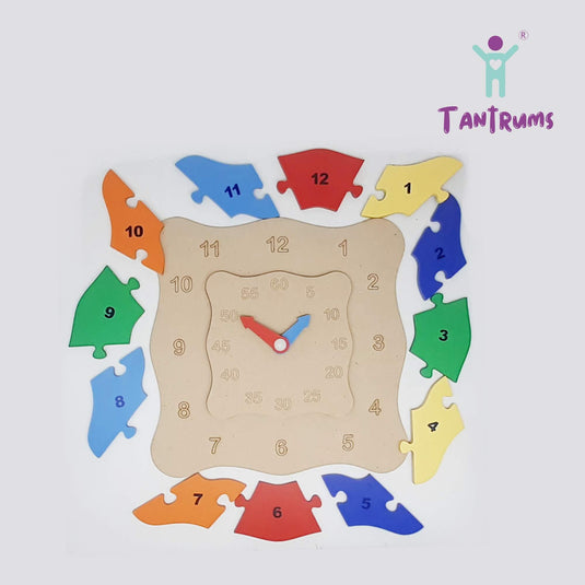 Wooden Time Learning Square Clock