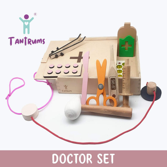 Kid's Doctor Set with Wooden Carrying case