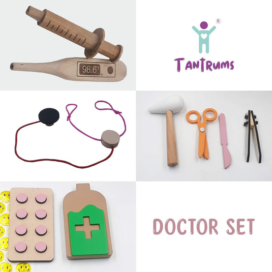 Kid's Doctor Set with Wooden Carrying case